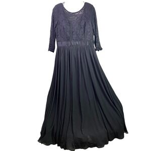 Ever Pretty Dress Womens 16 Black Lace Top Chiffon Skirt Maxi Gown Formal NWT